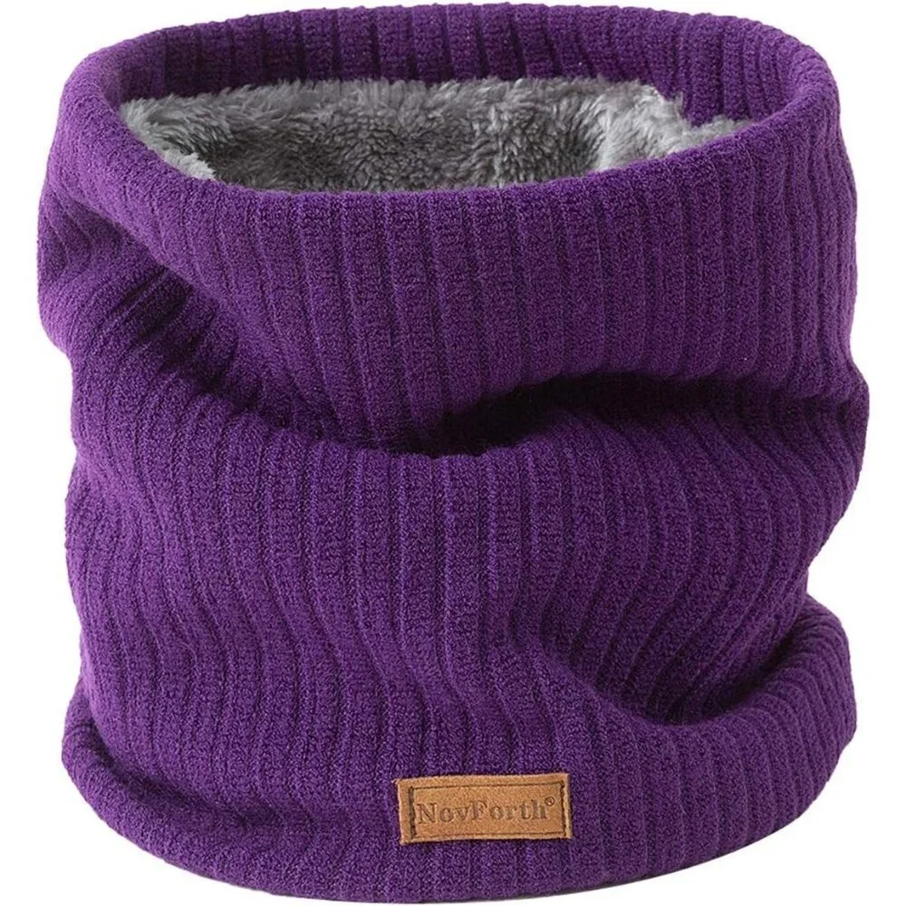Men's Purple Winter Ski Neck Gaiter Face Scarf Fleece Lined Windproof Scarves